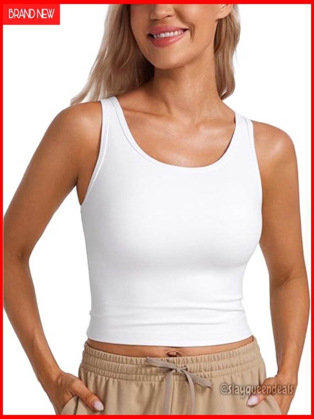 Double Lined Workout Tank Top Scoop Neck Racerback Crop Fit